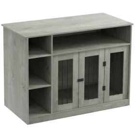 Elegant Dog Crate Furniture with Storage Gray Lockable Door Pet Cage for Medium Large Dogs 47 x 23.5 x 35