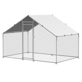 Metal Chicken Coop, 9.8x6.5x6.5ft Large Walk-in Chicken Runs with Cover, Spire Roof Hen House Enclosure with Security Lock