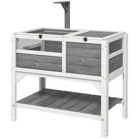 Tortoise Habitat with Shelf Storage Tortoise Gift Accessory with Weather Protection for Indoor, Light Gray