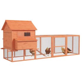 145" Wooden Chicken Coop with Run & Inner Hen House Space