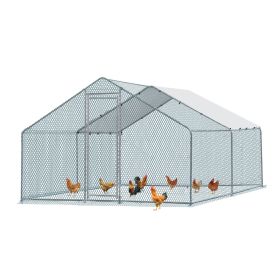 13 x 10 ft Large Metal Chicken Coop, Walk-in Poultry Cage Chicken Hen Run House with Waterproof Cover