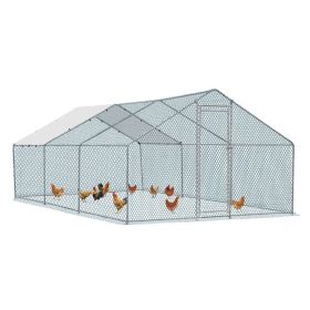 5.4*2.7*2m/18.7x8.8x6.5 ft Silver Spire Assembled 180g PE Rain Cloth Metal Chicken/Rabbit Cage