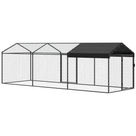 Large Metal Chicken Coop, Chicken Run with Waterproof & Anti-UV Cover for 3-5 Poultry, Outdoor Poultry Cage Rabbit Hutch