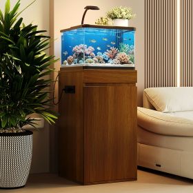 10-15 Gallon Fish Tank Stand with Storage Cabinet, Aquarium Stand with Power Outlets, 330LBS Capacity