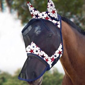 Harrison Howard LumiVista Horse Fly Mask Long Nose with Ears UV Protection for Horse Dream Star L Full Size