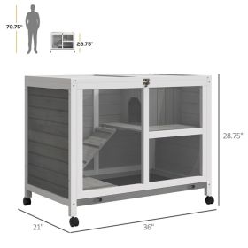 Pet cage /Wood Rabbit Hutch-Gray ( Amazon Shipping)(Prohibited by WalMart)