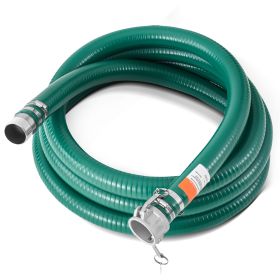 Suction Hose, 2 in x 20 ft, Green High Quality Hose, with Camlock Connectors, and Aluminum Fittings, Fit Various Pumps, for Sewage Treatment