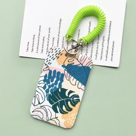 Green Plant Series Simple Fashion Lanyard Card Cover (Option: 5 Pieces Monstera Deliciosa-Green spring rope)