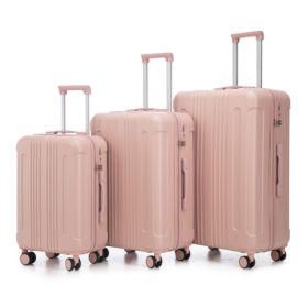 20 24 28 3 Pcs Set In ABS Spinner Wheel Luggage, Carry On Suitcase, Matching Color, TSA Combination Lock (Option: PINK)