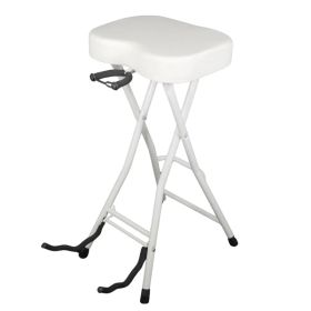 5Core Guitar Stool 3.15" Padded Chair Foldable Heavy Duty Music Seat Built In Foot Rest Guitar Stand (Option: White)