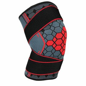Double Strap Compression Knee Pads For Basketball Cycling (Option: Red with straps-M)