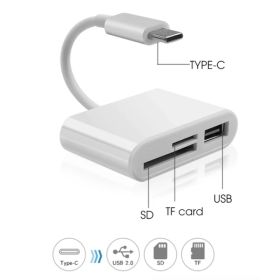 USB C 3 In 1 Hub Converter Type-C Adapter SD Card Reader For MacBook Pro Laptop (Option: White)