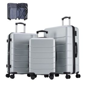 Hard Shell Carry On Suitcase, ABS Spinner Wheel Luggage, Lightweight And Expandable Rolling Travel Bag (Option: Light gray 3p)