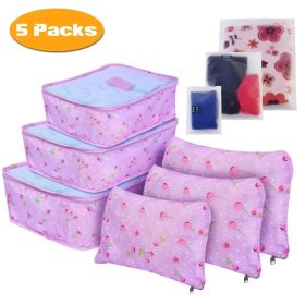 9Pcs Set Clothes Storage Bags Water-Resistant Travel Luggage Organizer Clothing Packing Cubes For Blouse Hosiery Stocking Underwear (Option: PurpleCherry-5Set45Pcs)