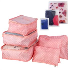 9Pcs Set Clothes Storage Bags Water-Resistant Travel Luggage Organizer Clothing Packing Cubes For Blouse Hosiery Stocking Underwear (Option: PinkSpot-1Set9Pcs)
