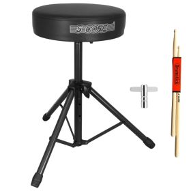 5 Core Drum Throne 3" Thick Padded Memory Foam Comfortable Drummer Stool 330Lb Capacity Adjustable (Option: Black)