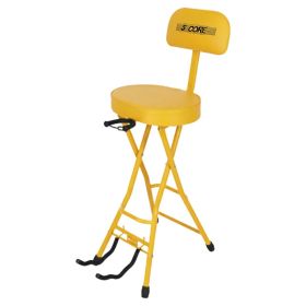 5Core Guitar Stool 3.15" Padded Chair W Backrest Foldable Music Seat Built In Foot Rest Guitar Stand (Option: Yellow)
