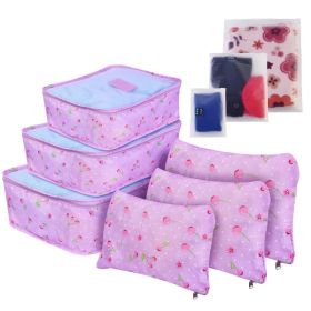 9Pcs Set Clothes Storage Bags Water-Resistant Travel Luggage Organizer Clothing Packing Cubes For Blouse Hosiery Stocking Underwear (Option: PurpleCherry-1Set9Pcs)