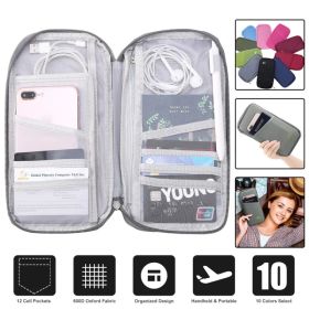 Travel Passport Wallet 12Cells Ticket ID Credit Card Holder Water Repellent Documents Phone Organizer (Option: Silver)