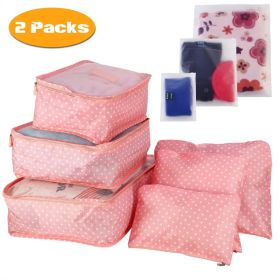 9Pcs Set Clothes Storage Bags Water-Resistant Travel Luggage Organizer Clothing Packing Cubes For Blouse Hosiery Stocking Underwear (Option: PinkSpot-2Set18Pcs)