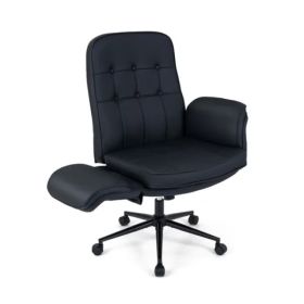 5-Position Adjustable Armrest Criss Cross Chair, Cat Scratch Leather Swivel Desk Chair With Side Pockets (Option: defaulttitle)