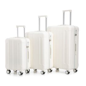 20 24 28 3 Pcs Set In ABS Spinner Wheel Luggage, Carry On Suitcase, Matching Color, TSA Combination Lock (Option: White)
