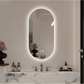 48x24 Inch Smart Wall Mounted LED Touch Screen Anti-fog Mirror Bathroom Mirror, Barber Shop Mirror (Option: Antique Silver)