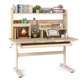 Height Adjustable Kids Study Desk With Storage & Tiltable Desktop, Ideal For Growing Children 3+ (Option: defaulttitle)
