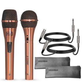 5Core Couple Karaoke Microphone Pair Handheld Dynamic XLR Mic For Him & Her Clear Sound Stylish Look (Option: Copper)