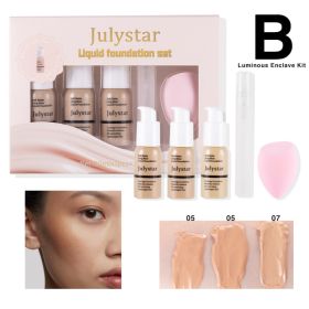 Concealer Long Lasting Makeup Setting Without Taking Off Makeup Liquid Foundation Facial Natural Moisturizing Foundation Make-up Set (Option: B)