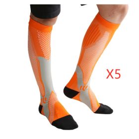 Compression Socks For Men&Women Best Graduated Athletic Fit For Running Flight Travel Boost Stamina Circulation&Recovery Socks (Option: Orange 5PC-S M)
