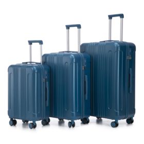 20 24 28 3 Pcs Set In ABS Spinner Wheel Luggage, Carry On Suitcase, Matching Color, TSA Combination Lock (Option: Dark Blue)
