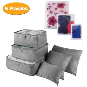9Pcs Set Clothes Storage Bags Water-Resistant Travel Luggage Organizer Clothing Packing Cubes For Blouse Hosiery Stocking Underwear (Option: Gray-5Set45Pcs)