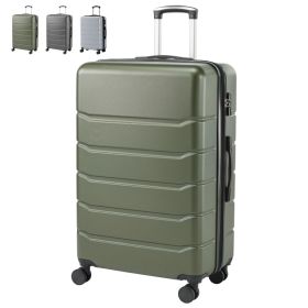 Hard Shell Carry On Suitcase, ABS Spinner Wheel Luggage, Lightweight And Expandable Rolling Travel Bag (Option: Olive green 28in)