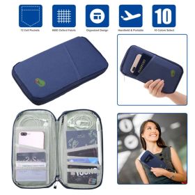 Travel Passport Wallet 12Cells Ticket ID Credit Card Holder Water Repellent Documents Phone Organizer (Option: RoyalBlue)