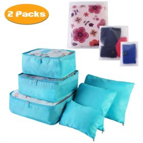9Pcs Set Clothes Storage Bags Water-Resistant Travel Luggage Organizer Clothing Packing Cubes For Blouse Hosiery Stocking Underwear (Option: Blue-2Set18Pcs)