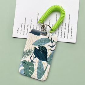 Green Plant Series Simple Fashion Lanyard Card Cover (Option: Green Plant-Green spring rope)