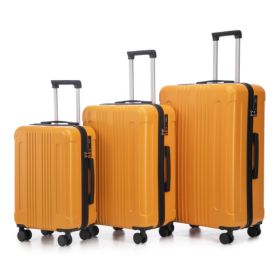 20 24 28 3 Pcs Set In ABS Spinner Wheel Luggage, Carry On Suitcase, Matching Color, TSA Combination Lock (Option: BlackOrange)