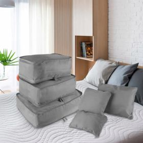 9Pcs Set Clothes Storage Bags Water-Resistant Travel Luggage Organizer Clothing Packing Cubes For Blouse Hosiery Stocking Underwear (Option: Gray-1Set9Pcs)