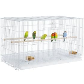 Rolling Wide Bird Cage Divided Breeder Cage (Color: White)
