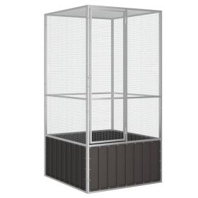 Bird Cage Anthracite Galvanized Steel Large Bird Cage (Color: Anthracite)