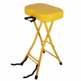 5Core Guitar Stool 3.15" Padded Chair Foldable Heavy Duty Music Seat Built In Foot Rest Guitar Stand (Option: Yellow)