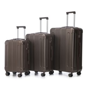 20 24 28 3 Pcs Set In ABS Spinner Wheel Luggage, Carry On Suitcase, Matching Color, TSA Combination Lock (Option: Brown)