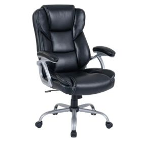 Ergonomic Executive Office Chair With Contoured Backrest, Adjustable Height & Recline For Home Office-Black (Option: defaulttitle)