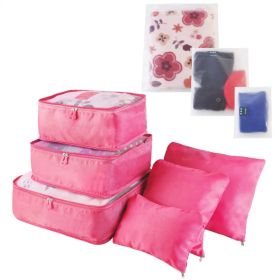 9Pcs Set Clothes Storage Bags Water-Resistant Travel Luggage Organizer Clothing Packing Cubes For Blouse Hosiery Stocking Underwear (Option: Hotpink-1Set9Pcs)