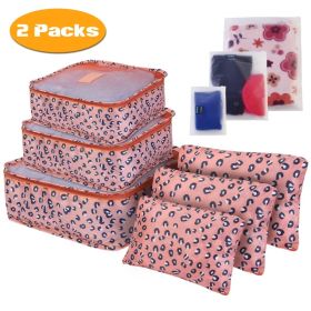9Pcs Set Clothes Storage Bags Water-Resistant Travel Luggage Organizer Clothing Packing Cubes For Blouse Hosiery Stocking Underwear (Option: Leopard-2Set18Pcs)
