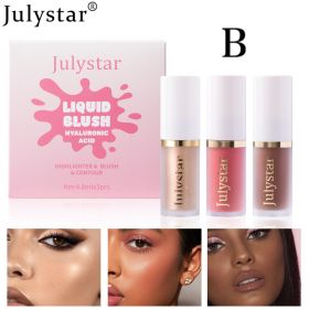 Facial Rouge Powder Blusher Lotion Lasting Pearly Lips Brightening Natural High Gloss Cosmetic Lotion Set (Option: B)